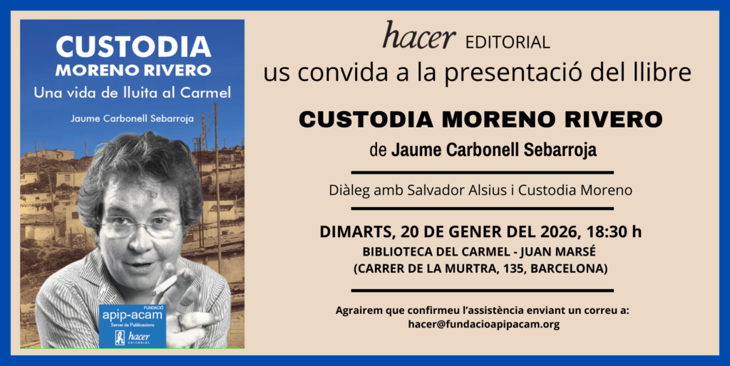 INVITACIÓ Presentació Custodia Moreno Rivero